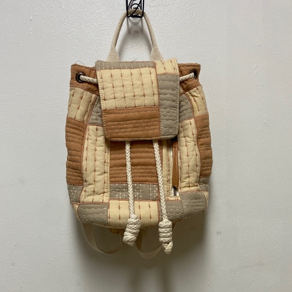 Universal Thread Handbags - Universal Thread Quilted Patchwork Backpack in Cream and Tan